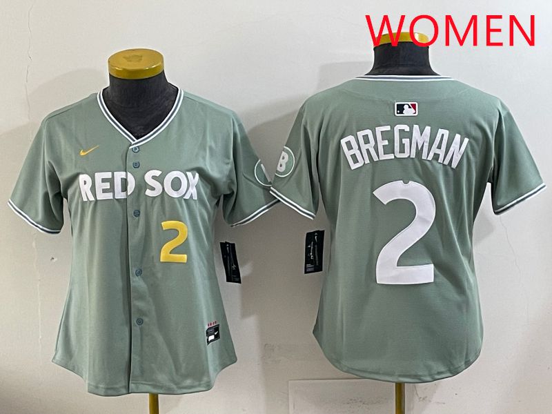 Women 2025 Boston Red Sox #2 Bregman Green Joint Name Nike MLB Jersey style 5